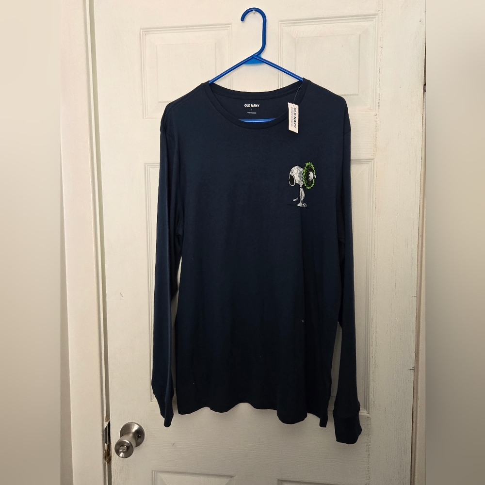 Old Navy Men's Dark‎ Blue Graphic Long Sleeve Tee